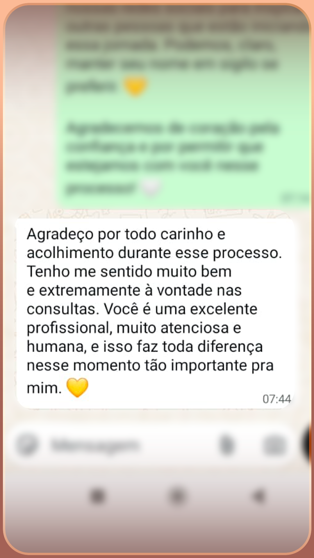 Imagem do depoimento original com dados de identificação ocultados