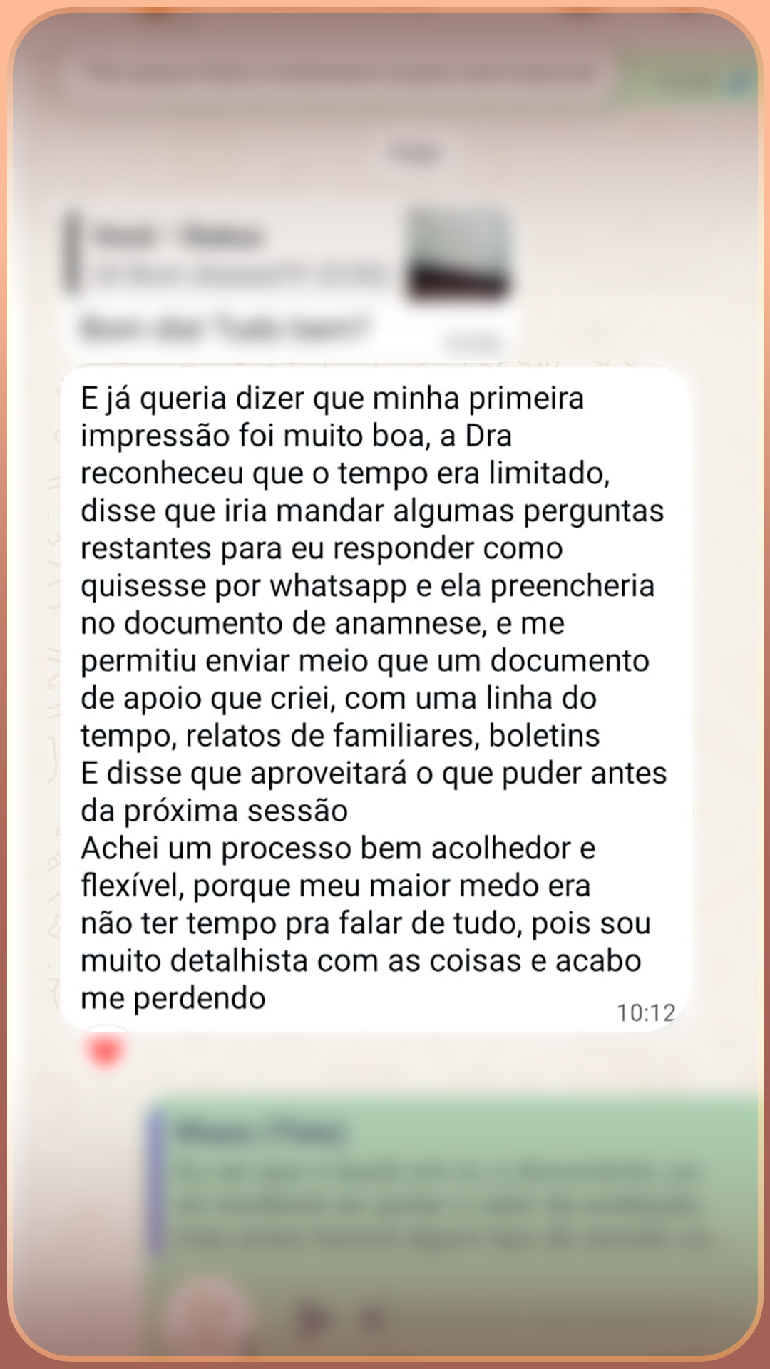 Imagem do depoimento original com dados de identificação ocultados