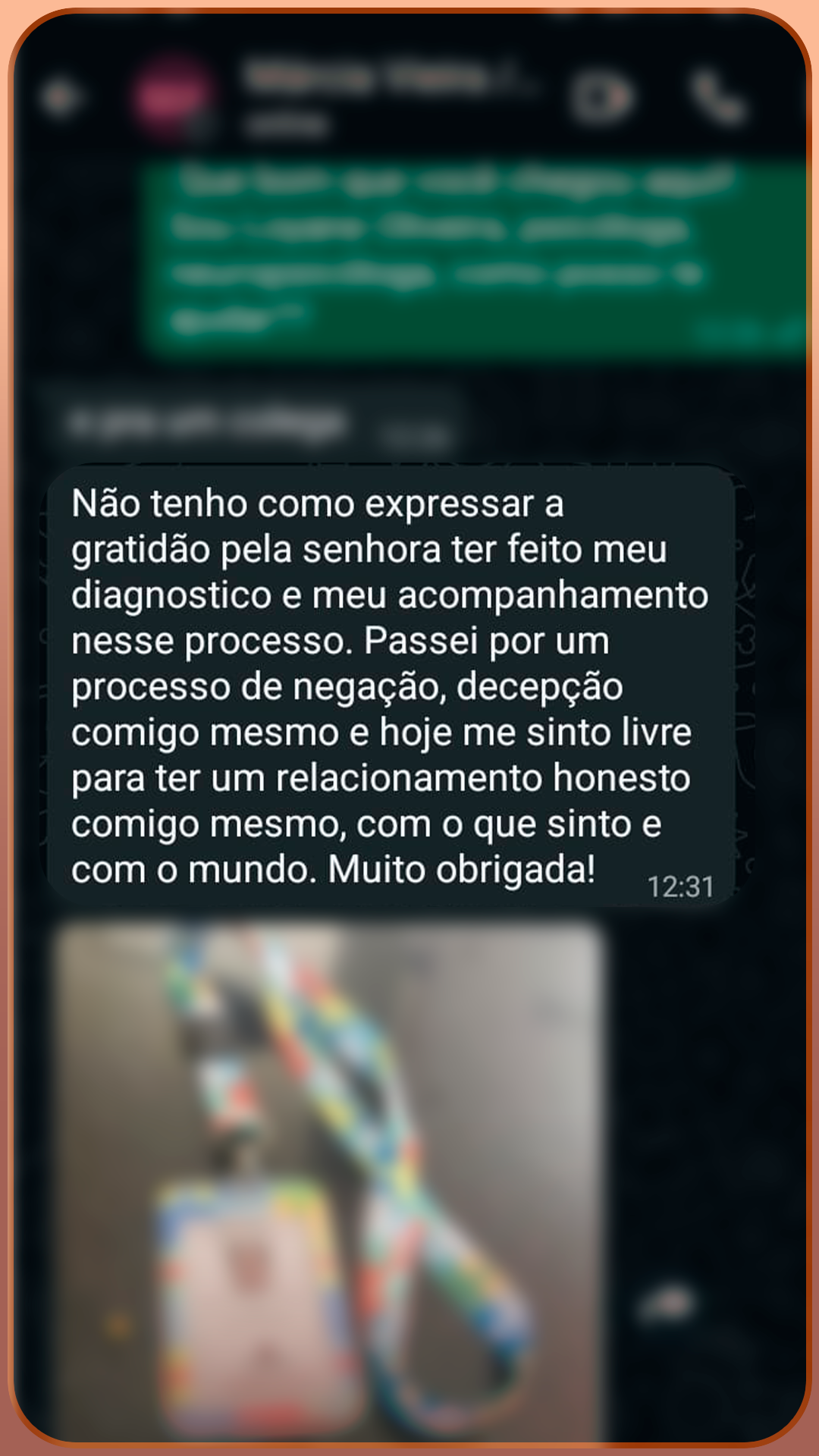 Imagem do depoimento original com dados de identificação ocultados